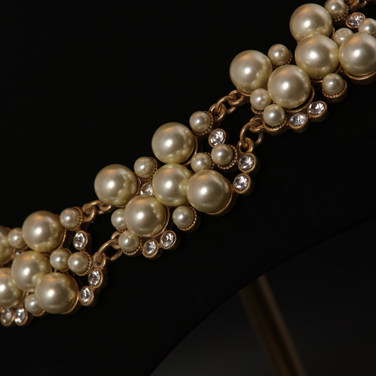 Gold plated copper gold glass imitation pearl necklace