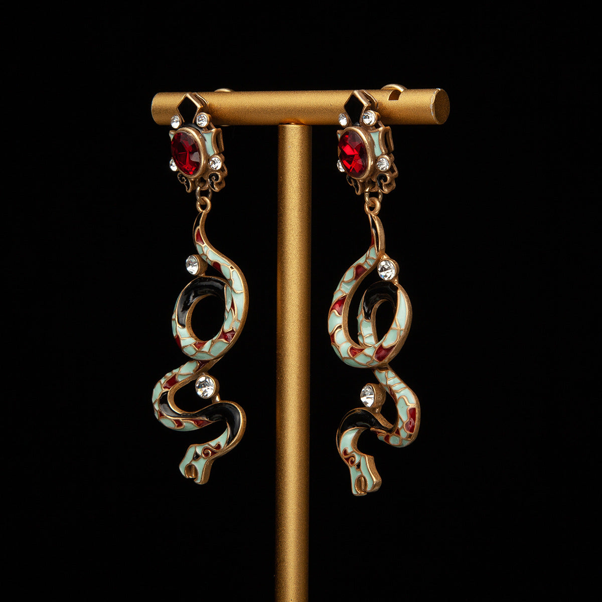 Premium retro enamel snake earrings