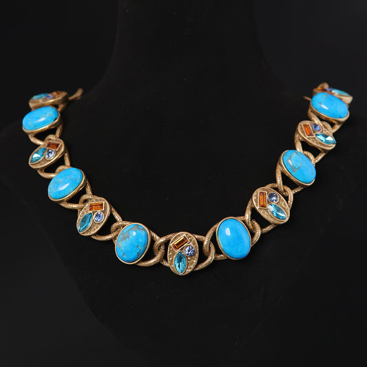 Premium niche retro blue stone necklace