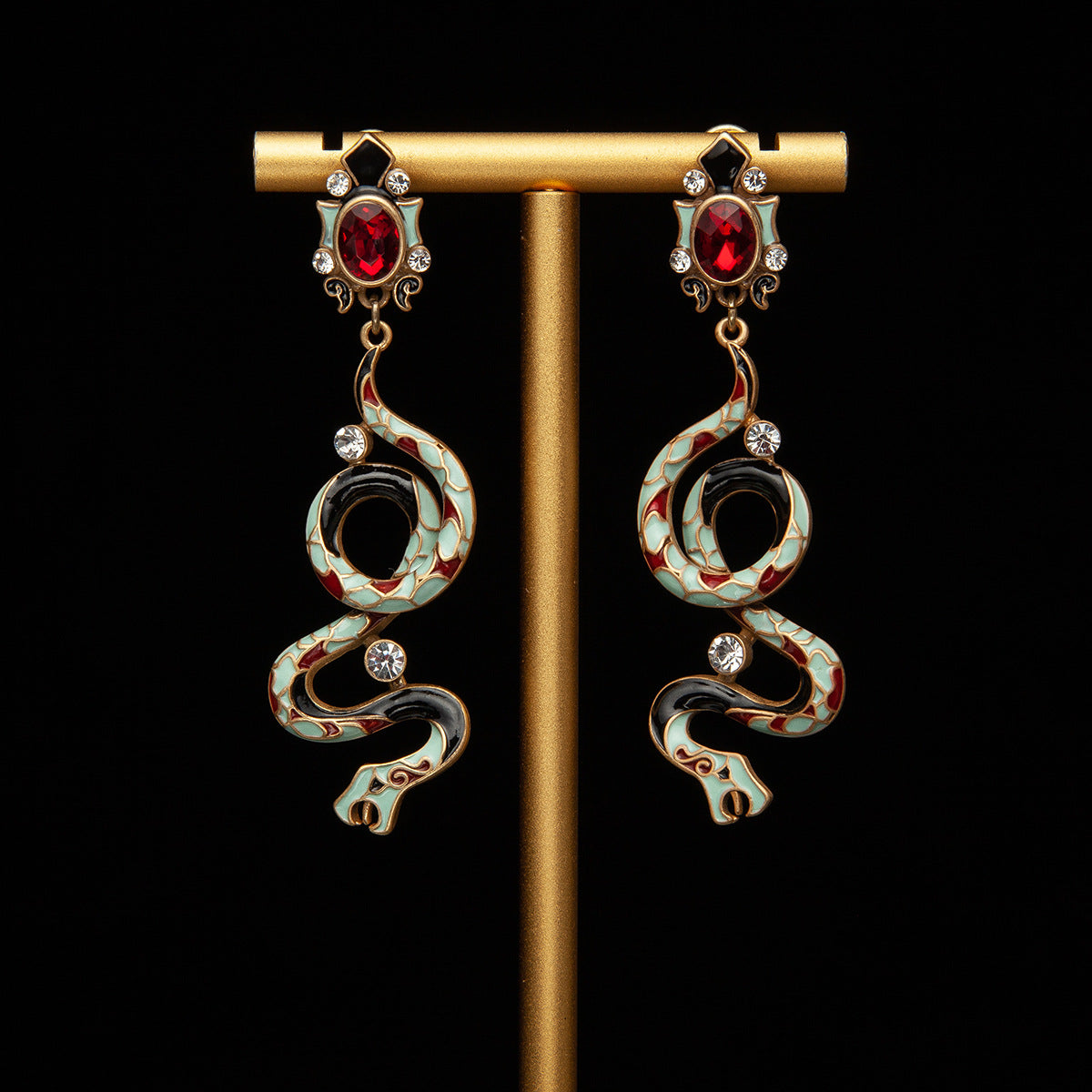 Premium retro enamel snake earrings